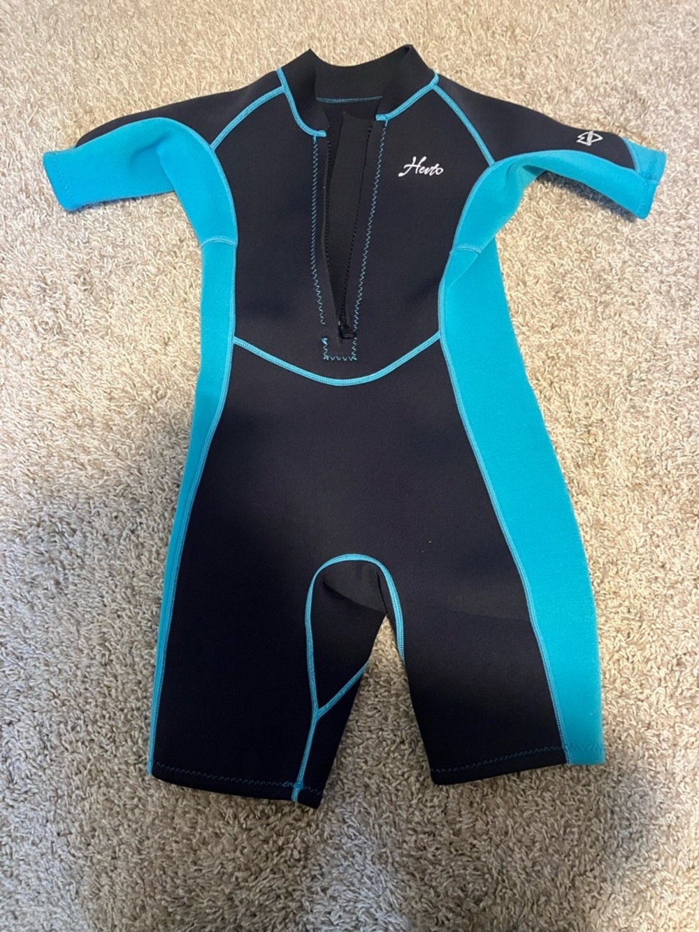 Hevto Kids Short Sleeve Scuba Suit - Black & Teal